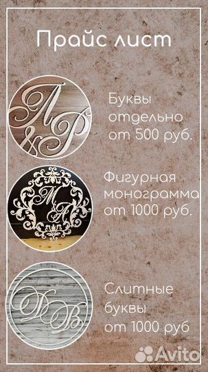 Свадебная монограмма, буквы на свадьбу