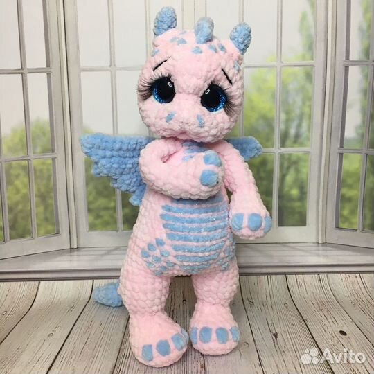 Вязаные игрушки ручной работы дракон, динозавр