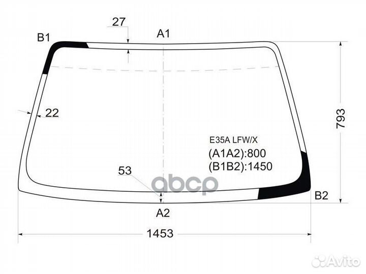 Стекло лобовое Mitsubishi Galant 87-92 / Eterna