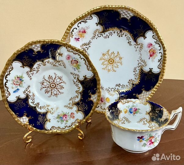 Антикварное чайное трио. Coalport, Англия