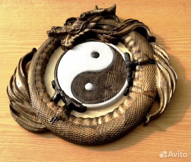 Драконы Инь Янь и др Резные Картины Панно Дерево