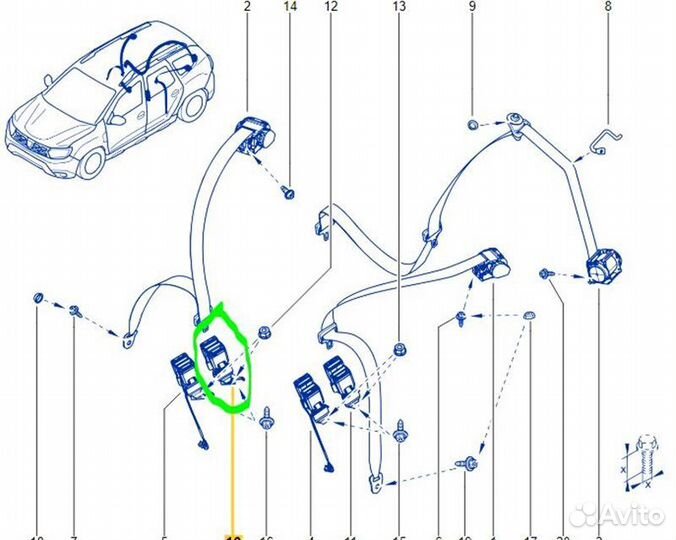 Ответная часть ремня безопасности Renault Duster