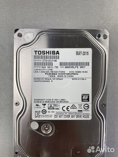 Toshiba DT01ACA100, 1Tb, HDD, SATA III, 3.5