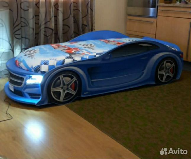 Детская кровать машина мерседес с подсветкой фар