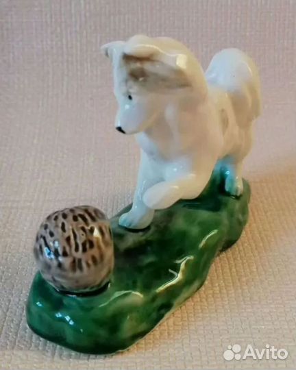 Статуэтка Собачка И Ёж Конаково 50-е СССР