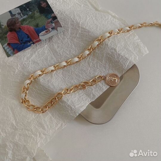 Ремень пояс женский с бусинами, цепочкой