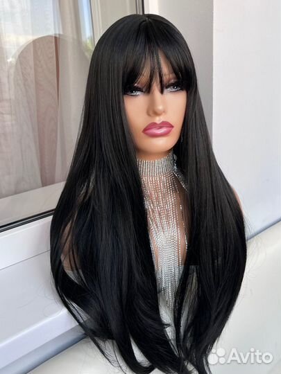 Парик черный длинный новый