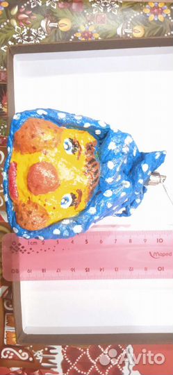 Новогодняя ватная игрушка колобок