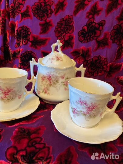 Антикварные чайные пары,сахарница.Франция.Модерн