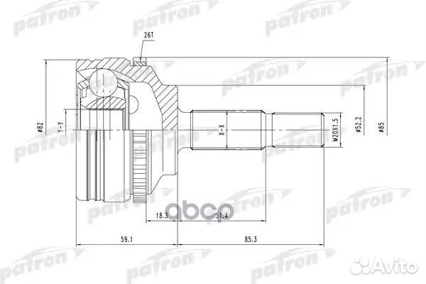 Шрус наружн к-кт 21x52.2x30 ABS:26T renault: Cl
