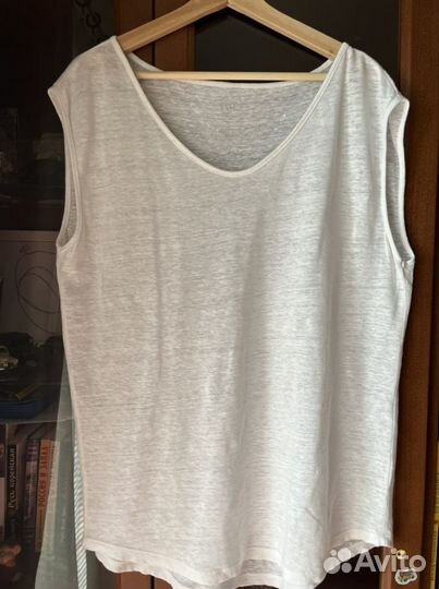 Футболка льняная Gap (белая и коралл)