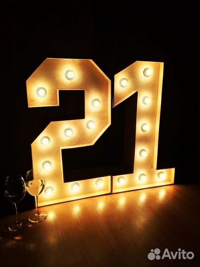 Буквы и цифры с лампочками