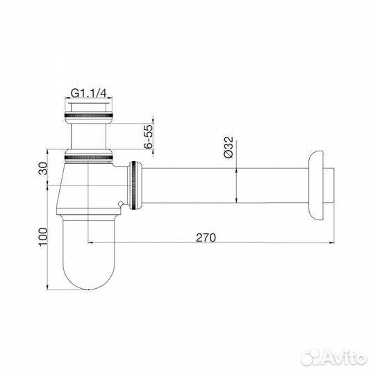 Сифон для раковины Webert AC0021010, золото