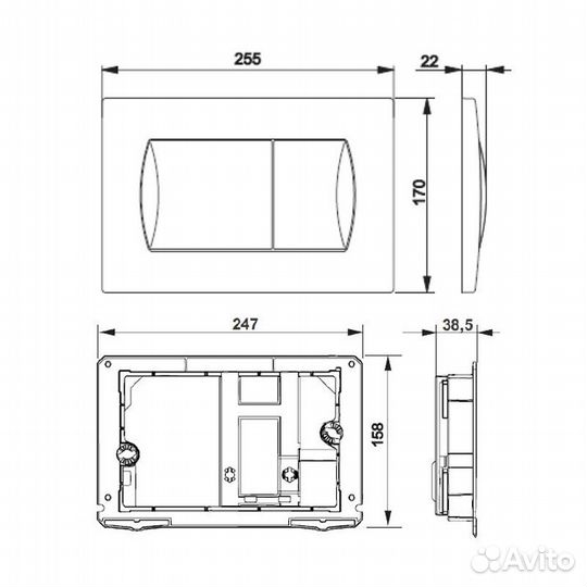 Кнопка смыва Roca active PL 62B для пэк, хром гля