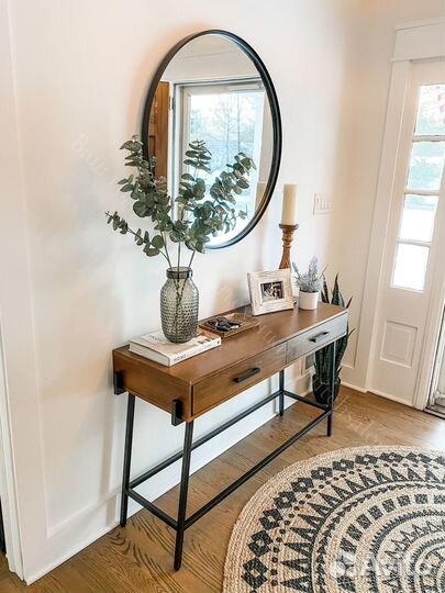 Круглое зеркало в черной раме Soleil