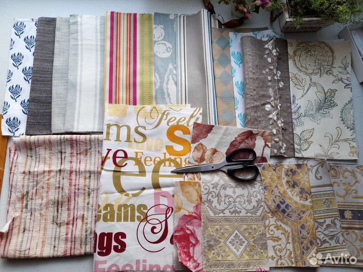 Отрезы лоскуты ткани лён хлопок для рукоделия