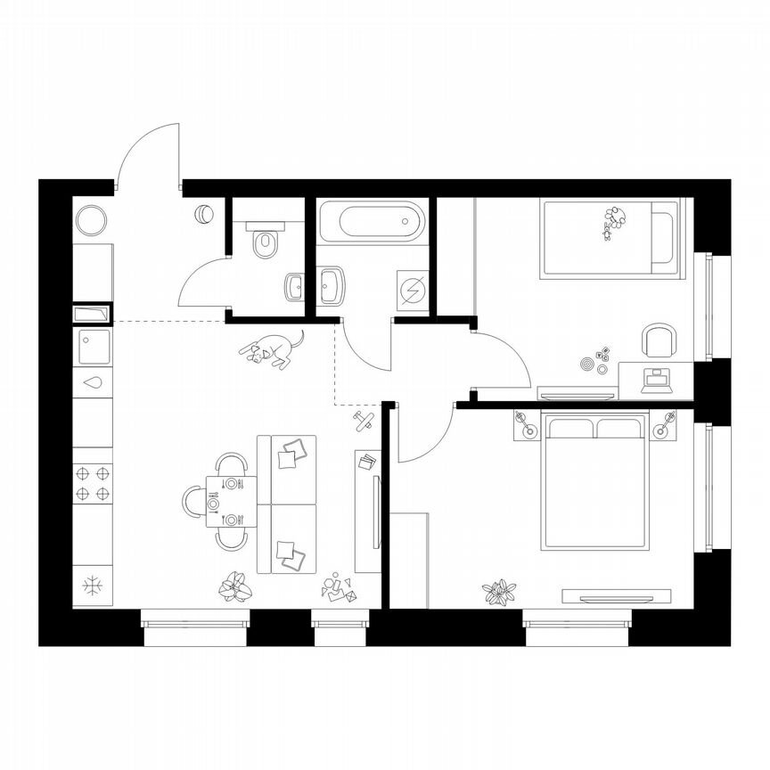2-к. квартира, 52,3 м², 36/45 эт.