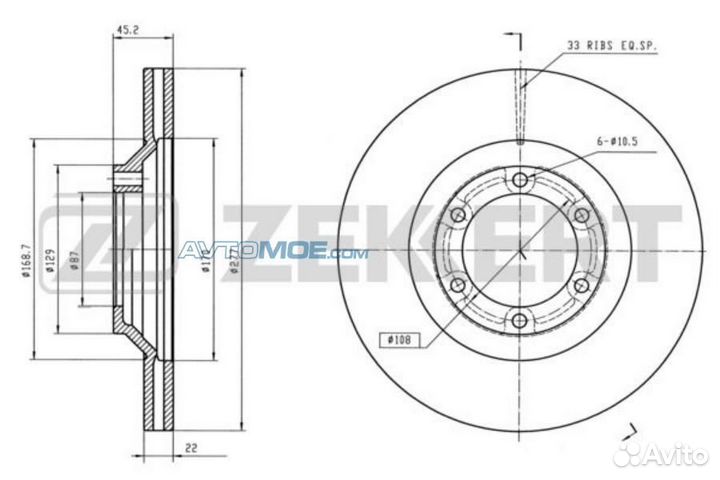 Диск торм. перед. Hyundai Galloper II 98- BS5711 z