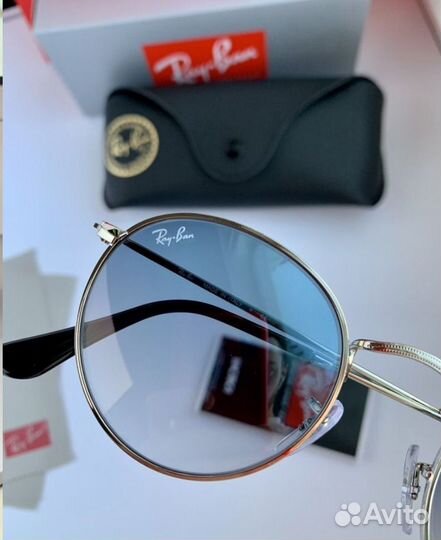 Очки ray ban round metal голубые