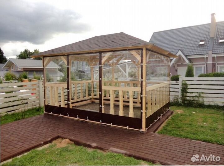 Мягкие гибкие окна шторы пвх для беседки