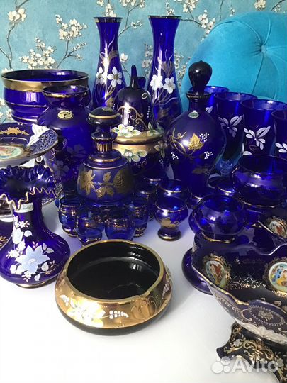 Посуда Чехия Богемия.Кобальт.Цены разные