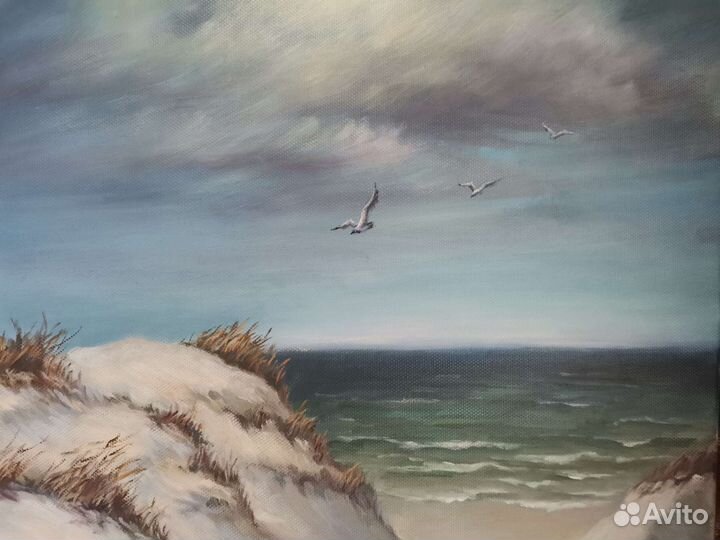 Картина маслом пейзаж дюны 40х30