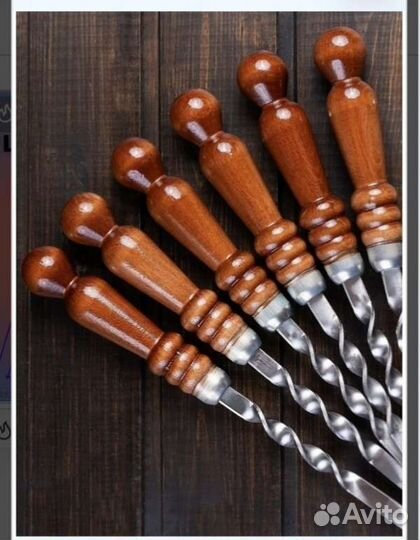 Шампура. Набор шампуров с деревянной ручкой