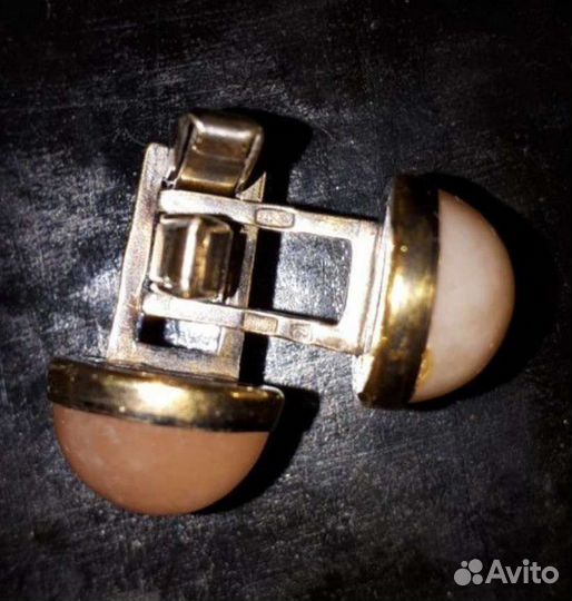 Красивые жемчужные и серебряные запонки 875 СССР