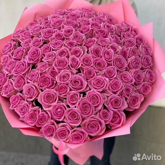 Букет Цветы 101 роза розовые