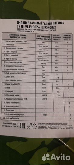 Ирп сухой паек