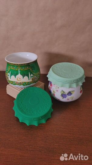 Банка с силиконовой крышкой Мечеть и цветы