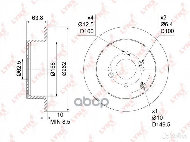 Диск тормозной зад BN1049 lynxauto