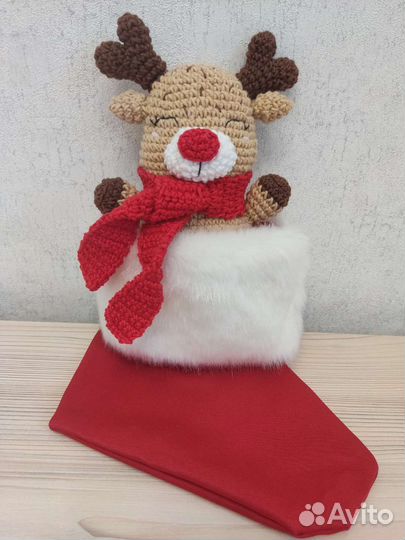 Новогодняя игрушка олень и носок
