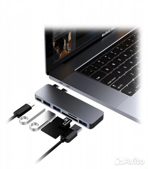Адаптер USB Type-C+Tipe-A+ MicroSD+ SD