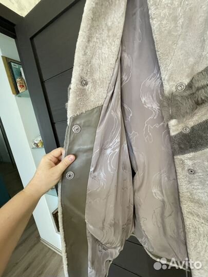 Шуба мутоновая с норкой вставки р 48-50