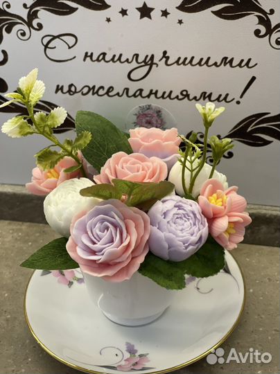 Букет из мыла ручной работы чайная пара