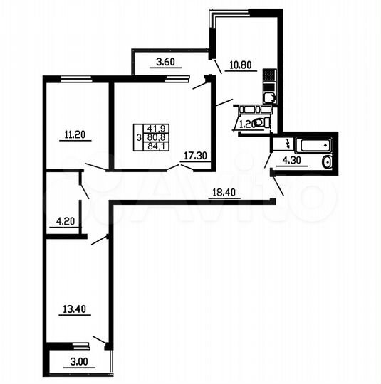 3-к. квартира, 84,1 м², 14/16 эт.