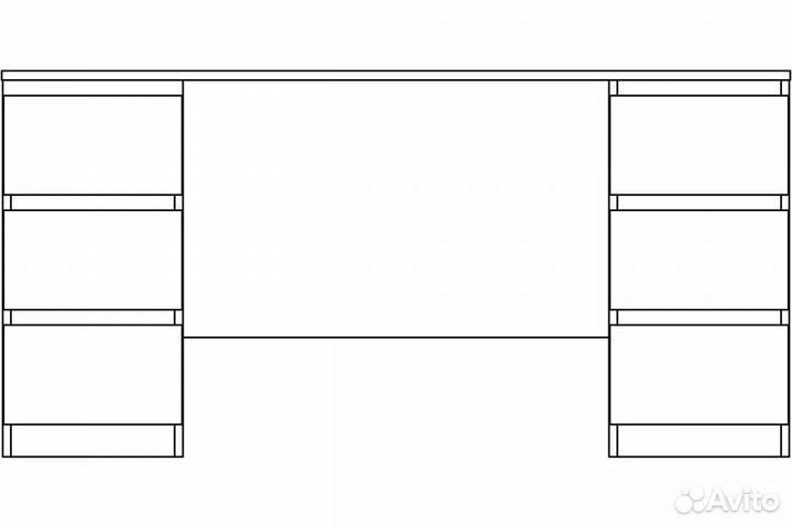 Кастор письменный стол 6 ящиков 151x65x75 см черны