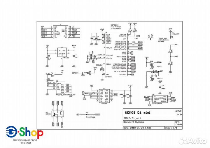ESP8266 D1 Mini V2 модуль на основе NodeMcu Lua
