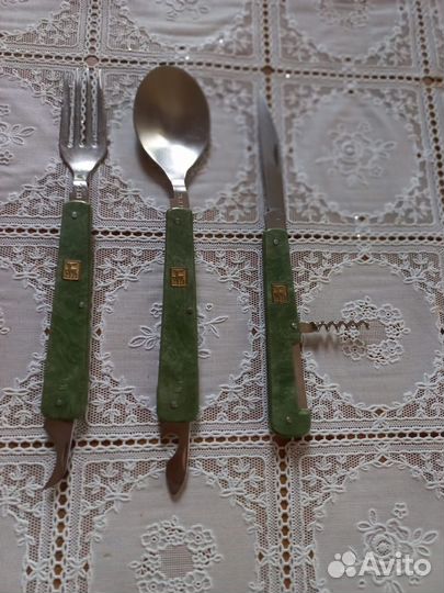 Туристический набор ложка вилка нож штопор