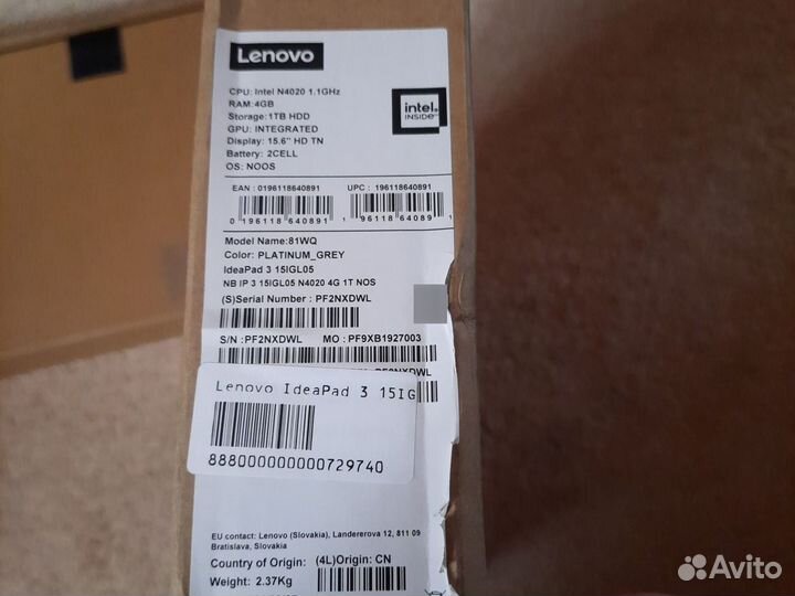 Ноутбук Lenovo ideapad 3