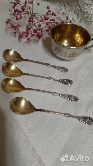 Мельхиор позол. Кофейный набор.ложки вилки