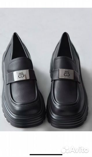 Туфли лоферы на платформе кожаные