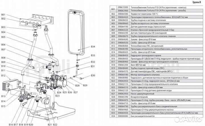 Запчасти на котел ferroli fortuna F - Новые и бу