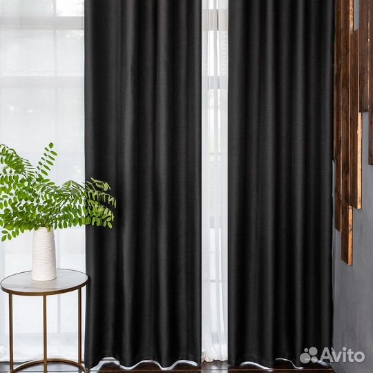 Комплект штор рогожка Орфей Черный
