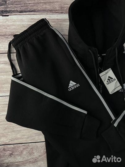 Спортивный костюм Adidas на флисе черный