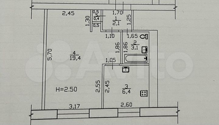 1-к. квартира, 31,4 м², 2/4 эт.
