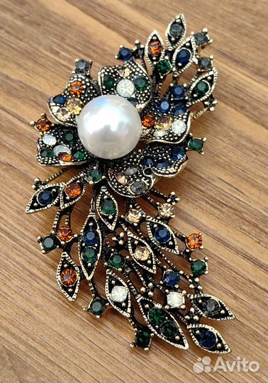 Брошь 2в1 Яркий Летний Цветок кристаллы жемчуг