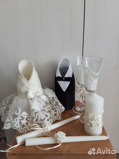 Свадебный набор: сем.очаг,фужеры, чехлы для бут