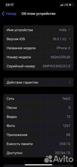 iPhone X, 256 ГБ